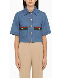 Gucci - Cropped Denim Jacket In Cotton - Lyst