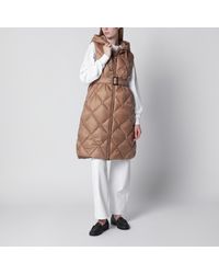 Max Mara - Camel Belted Sleeveless Down Jacket - Lyst