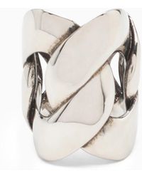 Alexander McQueen Anello con catena in argento anticato - Bianco