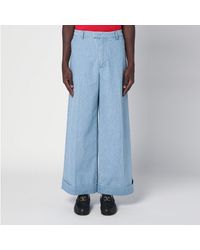 Valentino - Light Blue Wide Jeans With Cuff - Lyst