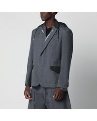 Sacai - Khaki Wool And Nylon Jacket - Lyst