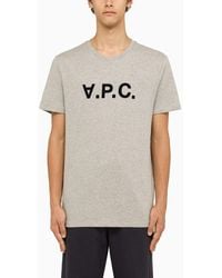 A.P.C. - Logoed Grey Crewneck T Shirt - Lyst