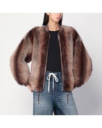 S.w.o.r.d 6.6.44 - Chestnut Zip-Up Faux Fur Coat - Lyst