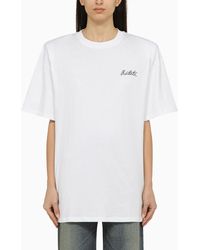 ROTATE BIRGER CHRISTENSEN - White Cotton Oversize T Shirt With Padded Shoulder Straps - Lyst