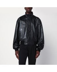 Balenciaga - Bomberjacke Mit Reißverschluss Aus Schwarzem Leder - Lyst