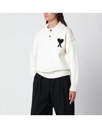 Ami Paris - Ami De Coeur Wool Polo Sweater - Lyst