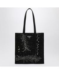 Prada - Medium Re-Nylon Shopping Bag With Embroidery - Lyst