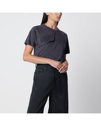 MM6 by Maison Margiela - Midnight Cotton Jersey T-Shirt With Distressed Detail - Lyst