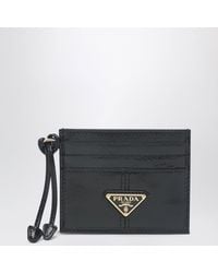 Prada - Leather Card Holder With Triangle Logo - Lyst