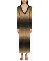 Roberto Collina - Black/sand Linen Blend Long Dress - Lyst