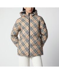 Burberry - Hooded Check Nylon Puffer Jacket - Lyst