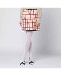 Valentino - Ivory Skirt With Check Vlogo Pattern - Lyst