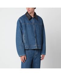 Bottega Veneta - Denim Jacket With Intrecciato Collar - Lyst