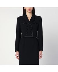 Dolce & Gabbana - Giacca cropped doppiopetto nera - Lyst