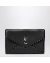 Saint Laurent - Große Schwarze Pochette-Envelope-Tasche Cassandre Mit Logo - Lyst