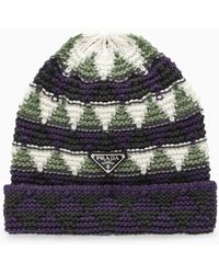 Prada - Multicoloured Wool And Cashmere Inlay Hat - Lyst