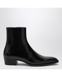 Saint Laurent - Bottes Roman Noires En Cuir Lisse - Lyst