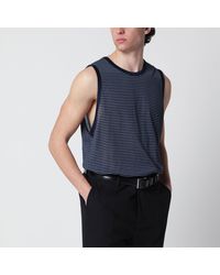 Ami Paris - Striped Tank Top Ink/ With Logo - Lyst