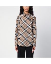 Burberry - Check Pattern Wool Blend Shirt - Lyst