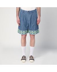 Valentino - Blue Bermuda Short With Jacquard Bottom - Lyst