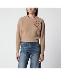 Chloé - Light Wool And Cashmere Logo Sweater - Lyst