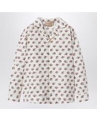 Gucci - Weißes Hemd Aus Baumwolle Mit Reiteraufdruck - Lyst