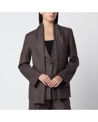TOTEME - Taupe Melange Flannel Shawl Lapel Blazer - Lyst