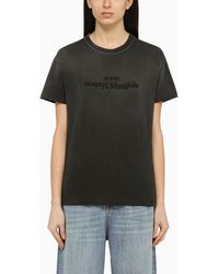 Maison Margiela - Black Washed-out Cotton T-shirt With Reverse Logo - Lyst