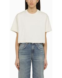 Autry - Cream Coloured Cotton Cropped T Shirt - Lyst