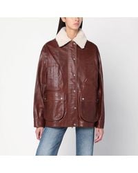 Halfboy - Leather Jacket With Shearling Collar - Lyst