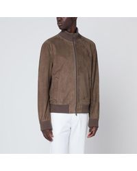 Salvatore Santoro - Braune Wildleder-Bomberjacke Mit Reißverschluss - Lyst