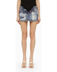 DSquared² - Mini Skirt With Washed-Out Effect - Lyst