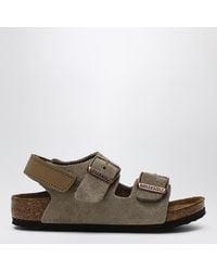 Birkenstock - Milano Taupe Suede Sandal - Lyst