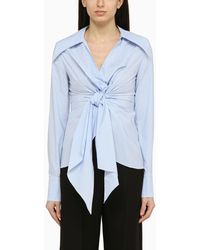 Balmain - Blue Knotted Vichy Shirt - Lyst