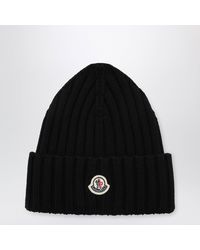 Moncler - Cable-Knit Wool Beanie With Logo - Lyst