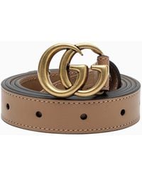 Gucci - Tan Leather Belt With Double G Buckle - Lyst