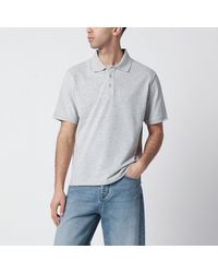 Saint Laurent - Cotton Piqué Polo With Cassandre Logo - Lyst
