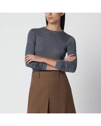 Rohe - Grauer Feinstrickpullover Aus Wolle - Lyst