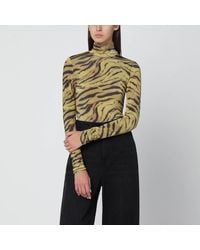 Ganni - Khaki Zebra-Print Turtleneck - Lyst