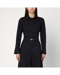 Max Mara - Chemise Noire En Coton Avec Logo - Lyst