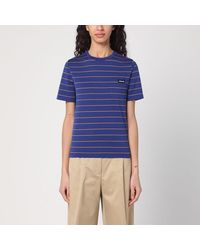Miu Miu - T-shirt color inchiostro a righe in cotone - Lyst