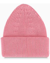 Roberto Collina Cappello beanie in lana rosa