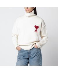 Ami Paris - Ami De Coeur Wool Roll-Neck Jumper - Lyst