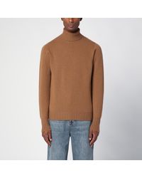 Drumohr - Camel-coloured Turtleneck Sweater In Wool - Lyst