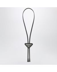 Prada - Schwarzer Bolo Tie Aus Saffiano-Leder Mit Logo - Lyst
