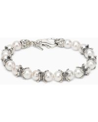 Emanuele Bicocchi - Silver 925 Bracelet With Pearls And Claws - Lyst