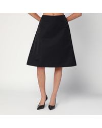 McQueen - Jupe Évasée Noire En Mélange De Soie - Lyst