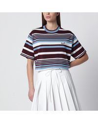 Prada - Amaranth And Light Striped Cotton T-Shirt - Lyst