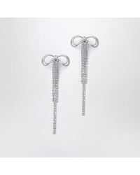 Self-Portrait - Double Crystal Bow Drop Earrings - Lyst