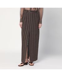 Brunello Cucinelli - Long Skirt With Dazzling Stripe Embroidery - Lyst